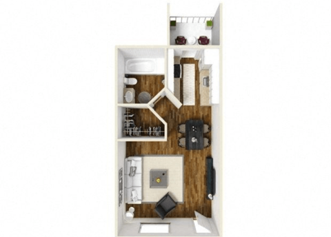 Floor plan for studio, 1 bath, 405 sqft